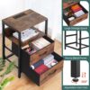Yoobure Nightstand with Charging Station, Small Night Stand with Fabric Drawers and Storage Shelf for Bedrooms, Small Spaces, Bedside Table with USB Ports & Outlets - Image 7