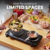 Elite Gourmet EDB-302BF# Countertop Double Cast Iron Burner, 1500 Watts Electric Hot Plate, Temperature Controls, Power Indicator Lights, Easy to Clean, Black - Image 5