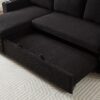 78''Comfortable Corduroy L-Shaped Sofa Couch, 3 Seat Pull Out Sleep Sofa Bed with Storage, Reversible Sleeper Sectional Sofa with Pullout Bed, Reversible Couch for Living Room, Black - Image 6