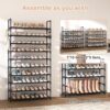 VTRIN 10 Tiers Shoe Rack Tall Large Capacity 50 Pairs Wide Shoe Organizer Sturdy Shoe Shelf for Entryway with Two Hooks Metal Shoe Storage for Closet, Bedroom, Black - Image 5