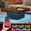 Tribesigns Coffee Table Square LED Coffee Table Engineered Wood Low Coffee Table for Living Room (Rustic Brown+Black) - Image 3