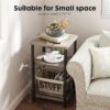 Sweetcrispy 3-Tier End Table Side Tables with Adjustable Feet,Small Nightstand Space-Saving for Bedroom Living Room Office Grey - Image 4