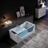 Empava 59” Whirlpool Bathtub, Jetted Tub with Light,SPA Hydromassage with Chromatherapy,Acrylic,3-Side Apron,White - Image 8