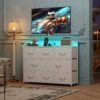 WLIVE Led Dresser for Bedroom, White Dresser TV Stand for Bedroom with LED Lights and Power Outlet, Wide Chest of Drawers for Hallway, 8 Fabric Drawers for Living Room and Entryway, Easy to Assemble - Image 2