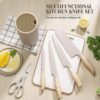 Knife Set, Astercook 6 Piece Khaki Kitchen Knife Set, Non-stick Stainless Steel Knife Block Set, Anti-Rust Dishwasher Safe Knife Set with Block - Image 3