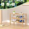 3 Tier Bamboo Shoe Rack for Closet Free Standing Wood Shoe Shelf Storage Organizer for Entryway Small Space Stackable 27"x11"x20" (Natural) - Image 6