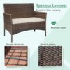 Greesum Patio Furniture 4 Pieces Conversation Sets Outdoor Wicker Rattan Chairs Garden Backyard Balcony Porch Poolside loveseat with Soft Cushion and Glass Table, Brown and Beige - Image 6