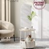 VASAGLE End Table, Small Bedside Table with Fabric Basket, Modern Nightstand, Round Side Table, for Living Room, Bedroom, Cream White ULET223K67 - Image 4
