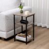 Sweetcrispy 3-Tier End Table Side Tables with Adjustable Feet,Small Nightstand Space-Saving for Bedroom Living Room Office Grey - Image 8