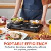 Elite Gourmet EDB-302BF# Countertop Double Cast Iron Burner, 1500 Watts Electric Hot Plate, Temperature Controls, Power Indicator Lights, Easy to Clean, Black - Image 2