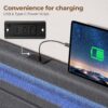 Rolanstar Bed Frame Twin Size with LED Lights and Charging Station, Upholstered Bed with Motion Activated Night Light and Wood Slats, Dark Grey - Image 5
