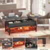 Aheaplus Lift Top Coffee Center Table with LED Light and Power Outlet, Modern Table with Storage Shelf for Living Room, Lift Tabletop, X Support, Metal Frame, Black Oak - Image 4