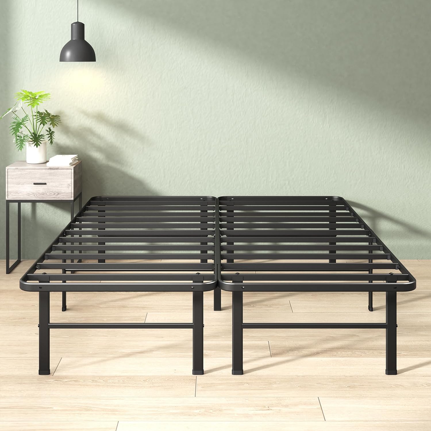 ZINUS Rumi 14in Easy SmartBase Mattress Foundation, Sturdy Metal Bed Frame, No Box Spring Needed, Eco Friendly Packaging, King