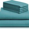 LuxClub 4 PC Queen Sheet Set, Breathable Luxury Bed Sheets, Deep Pockets 18" Wrinkle Free Cooling Sheets Machine Washable Hotel Bedding Silky Soft - Teal Queen - Image 8