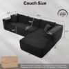 104" Cloudy Sectional L Shaped Couch for Living Room, No Assembly Required, Modular Comfy Sofa with Deep Seat, Fluffy Couch with Sleeper Chaise for Apartment Lounge (Black) - Image 2