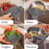Kitchen Gizmo Snap N' Strain - Silicone Pasta Strainer Clip-On for Pots and Pans - Heat Resistant Colander for Vegetables and Noodles - Kitchen Gadgets for Cooking - Space-Saving Design - Grey - Image 8
