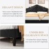 SHA CERLIN Queen Bed Frame with Adjustable Headboard/Velvet Upholstered/Diamond Button Tufted and Metal Studs/No Box Spring Needed/Wood Slat Support/Easy Assembly/Black - Image 7