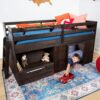 Max & Lily Loft Bed Twin Size, Solid Wood Low Loft Bed with Storage Drawer and Ladder, Modern Farmhouse Loft Bed for Kids, Barnwood Brown - Image 5