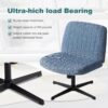 OLIXIS Criss Cross Legged Chairs Armless No Wheels Wide Seat Height Adjustable Swivel Padded Fabric Home Office Desk Seating for Bedroom, Student, Study Room - Image 5