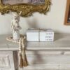 Decorative Books for Home Decor, White Faux Books for Decoration, Rustic Farmhouse Stacked Display Books with 52in Wood Bead Garland for Coffee Tables Living Room, (Home Sweet Home) - Image 5