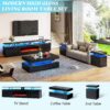 AMERLIFE Fireplace TV Stand with 36" Fireplace, 70" Modern High Gloss Fireplace Entertainment Center LED Lights, 2 Tier TV Console Cabinet for TVs Up to 80", Obsidian Black - Image 8