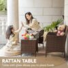 Devoko Patio Porch Furniture Sets 3 Pieces PE Rattan Wicker Chairs with Table Outdoor Garden Furniture Sets (Brown/Beige) - Image 4