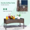 Greesum Patio Furniture 4 Pieces Conversation Sets Outdoor Wicker Rattan Chairs Garden Backyard Balcony Porch Poolside loveseat with Soft Cushion and Glass Table, Brown and Beige - Image 4