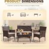 Homall 4 Pieces Outdoor Patio Furniture Sets Rattan Chair Wicker Set, Outdoor Indoor Use Backyard Porch Garden Poolside Balcony Furniture Sets Clearance (Brown and Beige) - Image 6