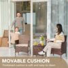 Devoko Patio Porch Furniture Sets 3 Pieces PE Rattan Wicker Chairs with Table Outdoor Garden Furniture Sets (Brown/Beige) - Image 3