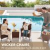 Devoko Patio Porch Furniture Sets 3 Pieces PE Rattan Wicker Chairs with Table Outdoor Garden Furniture Sets (Brown/Beige) - Image 2