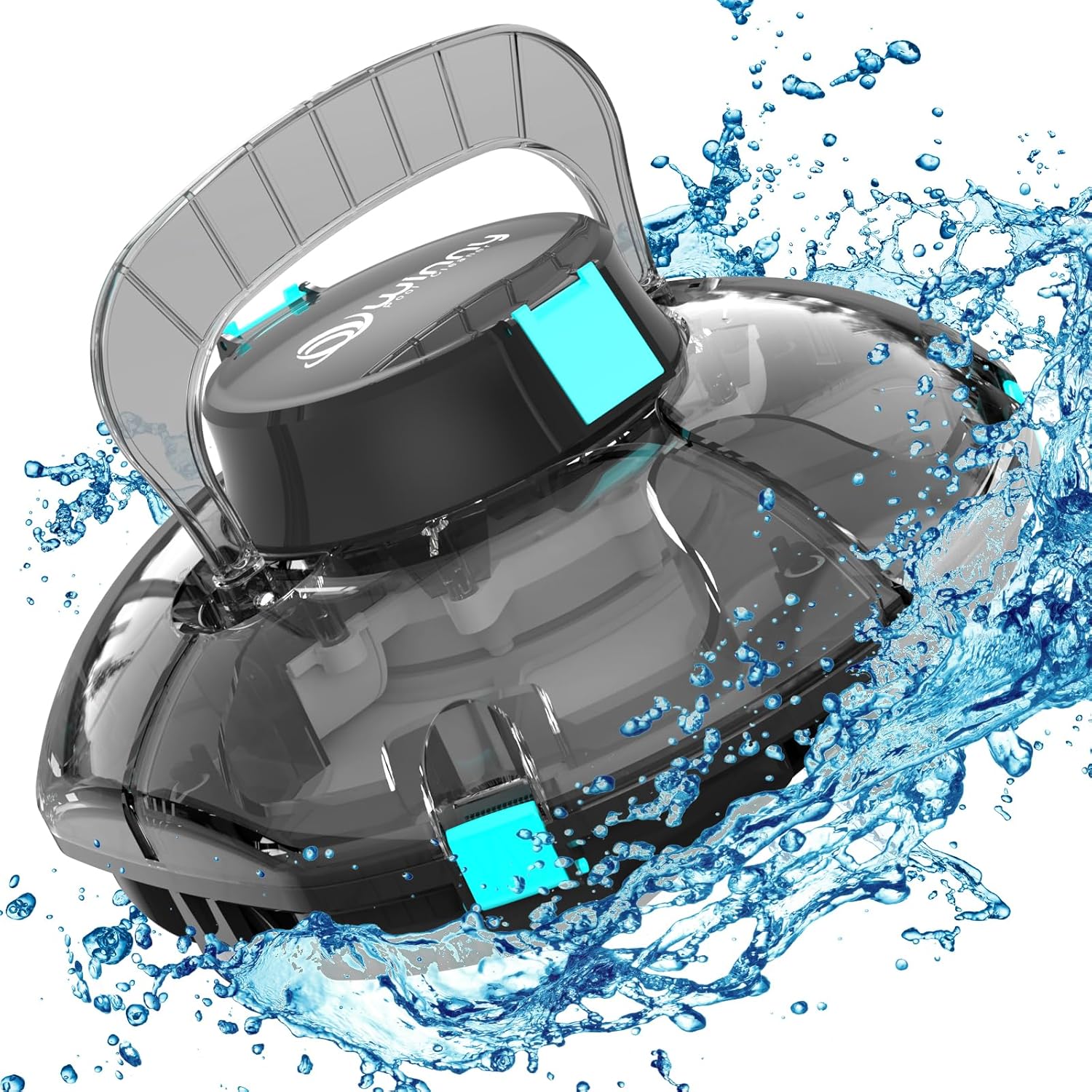 Cordless Robotic Pool Vacuum Cleaner - Powerful Suction & Transparent Design for Effortless Cleaning of Above Ground Pools up to 645 Sq. Ft