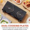 Elite Gourmet EDB-302BF# Countertop Double Cast Iron Burner, 1500 Watts Electric Hot Plate, Temperature Controls, Power Indicator Lights, Easy to Clean, Black - Image 3