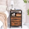 Yoobure Nightstand with Charging Station, Small Night Stand with Fabric Drawers and Storage Shelf for Bedrooms, Small Spaces, Bedside Table with USB Ports & Outlets - Image 8