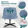 OLIXIS Criss Cross Legged Chairs Armless No Wheels Wide Seat Height Adjustable Swivel Padded Fabric Home Office Desk Seating for Bedroom, Student, Study Room - Image 3