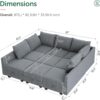 HONBAY Modular Sectional Sleeper Sofa with Storage Reversible Modular Sofa Couch Oversized Sleeper Sectional Sofa Modular Couch Bluish Grey - Image 2