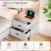 Queen Bed Frame with 2 Nightstands & LED Lights Headboard,104" Extended Wood Panel Platform Bed/w Charging Station & 2 Storage Racks, Bedroom Set 3 Piece, No Box Spring Needed, Grey - Image 4