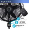 Lasko Oscillating Cyclone Pedestal Fan, Adjustable Height, Timer, Remote Control, 3 Speeds, for Bedroom, Living Room, Home Office, 18", Black, 1843 - Image 3