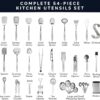 Home Hero 54 Pcs Stainless Steel Kitchen Utensils Set - Nonstick Stainless Steel Cooking Utensils Set - Heat Resistant Kitchen Essentials & Metal Kitchen Gadgets (54 Pcs) - Image 2