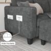 Couch for Living Room - Small Space Couches Sectional L-Shaped Sofa, 3 Seat Modern Couch, Sofas Convertible with Storage Ottoman for Small Space, Bedroom, Offices and Apartments - Grey - Image 6