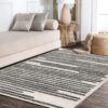 JONATHAN Y MOH207A-8 Khalil Modern Berber Stripe Indoor Farmhouse Area-Rug Bohemian Minimalistic Striped Easy-Cleaning Bedroom Kitchen Living Room Non Shedding, 8 X 10, Cream,Black - Image 6
