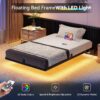 DWVO Twin Size Bed Frame, Floating Bed Frame with Charging Station, Platform LED Bed with Heavy Duty Steel Slats Support, Easy Installation, No Box Spring Required (Black) - Image 6