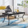 VECELO 3 Pieces Living Room Table Sets, Coffee and End Tables with Open Storage Shelves for Apartment, Home Office, Small Space, Easy Assembly, Black - Image 4