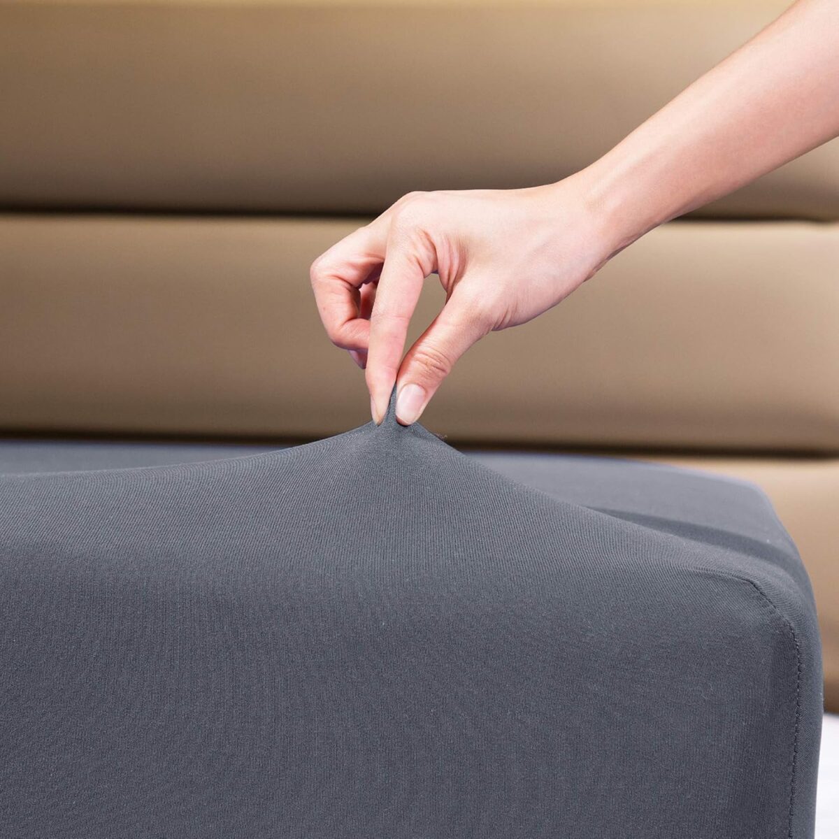 Fitted Sheet- COSMOPLUS Queen Fitted Sheet Only（No Flat Sheet or Pillow Shams）,4 Way Stretch Micro-Knit,Snug Fit,Wrinkle Free,for Standard Mattress and Air Bed Mattress from 8” Up to 14”,Gray