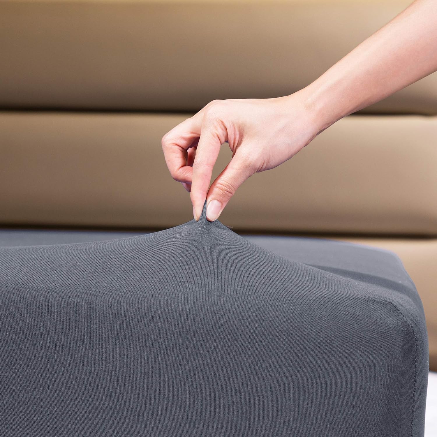 Fitted Sheet- COSMOPLUS Queen Fitted Sheet Only（No Flat Sheet or Pillow Shams）,4 Way Stretch Micro-Knit,Snug Fit,Wrinkle Free,for Standard Mattress and Air Bed Mattress from 8” Up to 14”,Gray