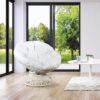 OSP Home Furnishings Wicker Papasan Chair with 360-Degree Swivel, White Frame with White Cushion - Image 2