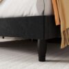 SHA CERLIN Queen Bed Frame with Adjustable Headboard/Velvet Upholstered/Diamond Button Tufted and Metal Studs/No Box Spring Needed/Wood Slat Support/Easy Assembly/Black - Image 5