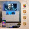 WLIVE White Dresser for Bedroom, TV Stand for Bedroom for 55 inch TV with Charging Station and LED Lights, Fabric Chest of Drawers with Open Shelves, 8 Drawers Dressers for Living Room, Closet - Image 5