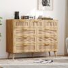 Rovaurx 9 Drawers Dresser for Bedroom, Boho Chest of Drawers with Metal Handles, Wooden Storage Organizer with Rattan Drawers for Closet, Living Room, Hallway, Natural RDG009M - Image 6