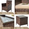 Devoko Patio Porch Furniture Sets 3 Pieces PE Rattan Wicker Chairs with Table Outdoor Garden Furniture Sets (Brown/Beige) - Image 7