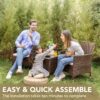 Devoko Patio Porch Furniture Sets 3 Pieces PE Rattan Wicker Chairs with Table Outdoor Garden Furniture Sets (Brown/Beige) - Image 6